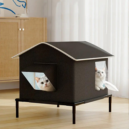 Elevated Pet Bed with Moisture Resistant Oxford Fabric and Steel Frame for Cats and Dogs