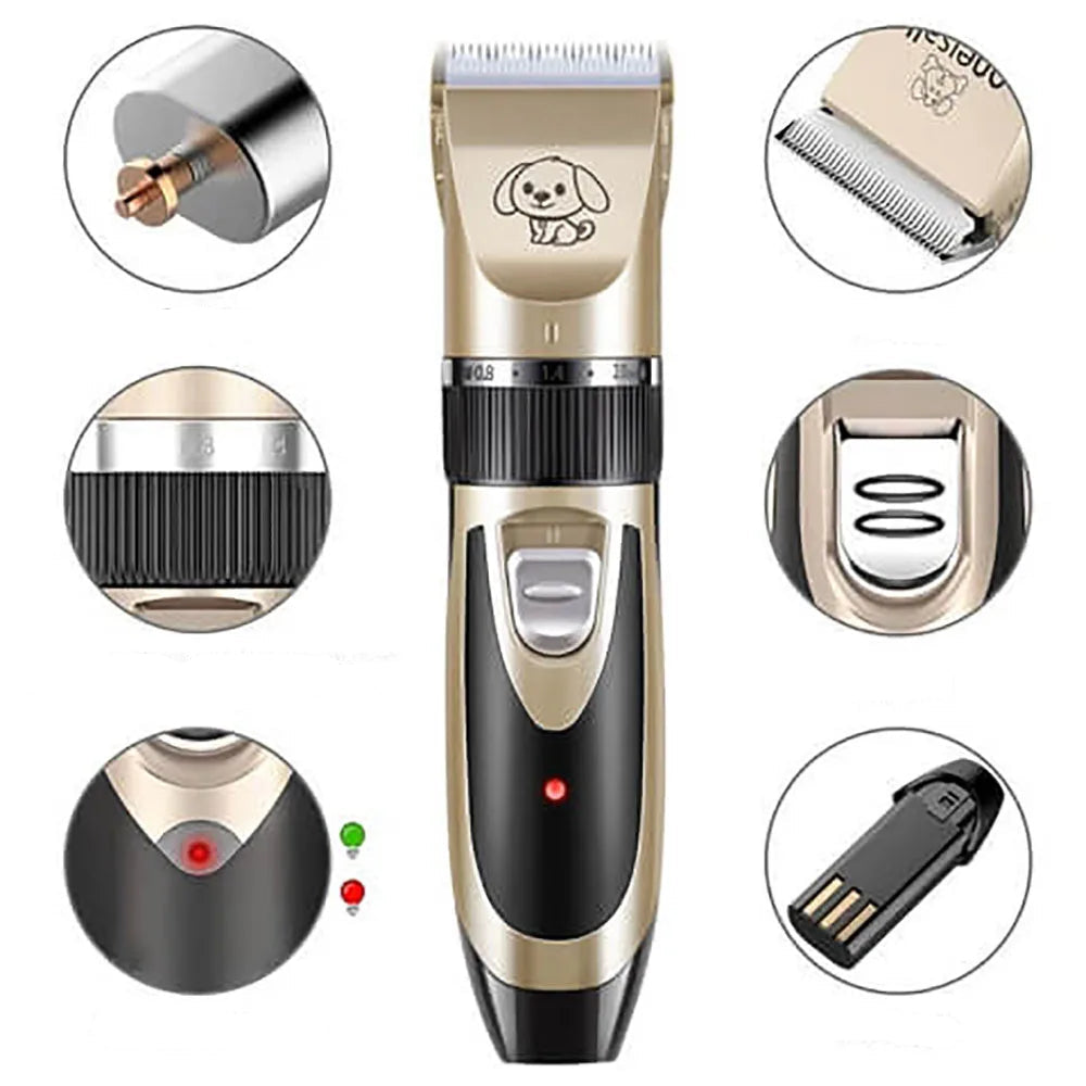 Cordless Dog Grooming Trimmer with Quiet Motor and Four Guide Combs