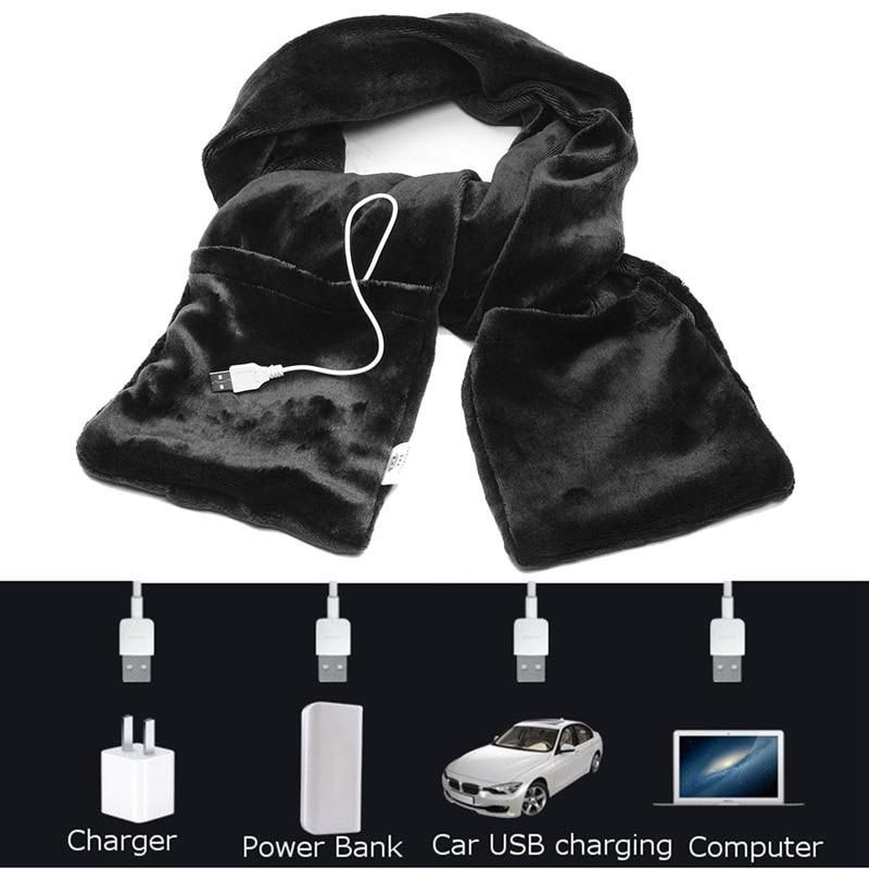 Electric Heated Scarf with Composite Heating Wire and Knit Wool for Winter