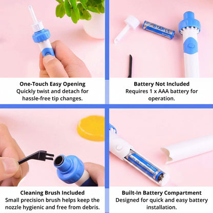 Electric Ear Cleaning Tool with Silicone Tip and Rechargeable Battery