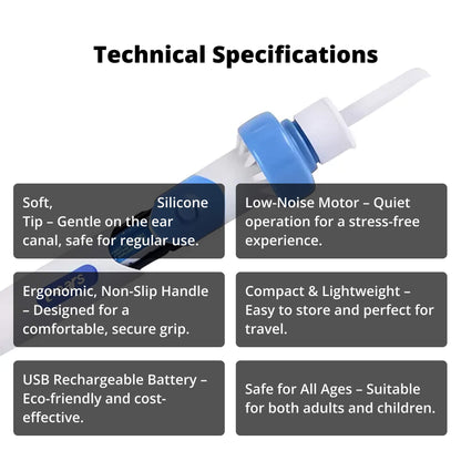 Electric Ear Cleaning Tool with Silicone Tip and Rechargeable Battery
