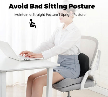 Memory Foam Seat Cushion with Non-Slip Base and Washable Cover