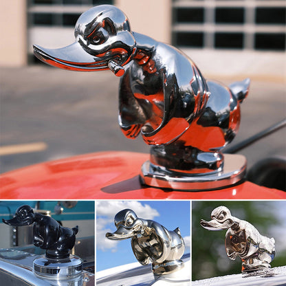 Chrome Duck Radiator Emblem with Integrated Mounting Pins