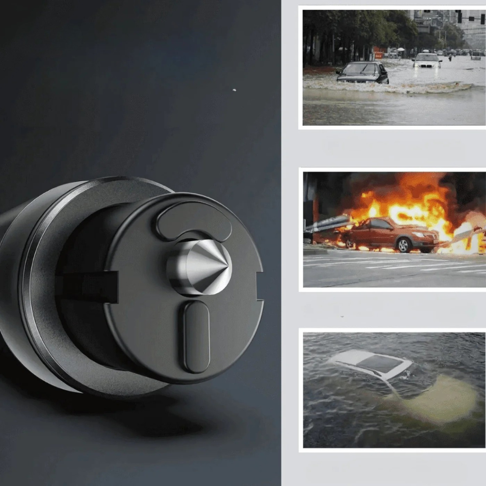 SafeKey 2-in-1 Emergency Rescue Tool Glass Breaker and Safety Cutter
