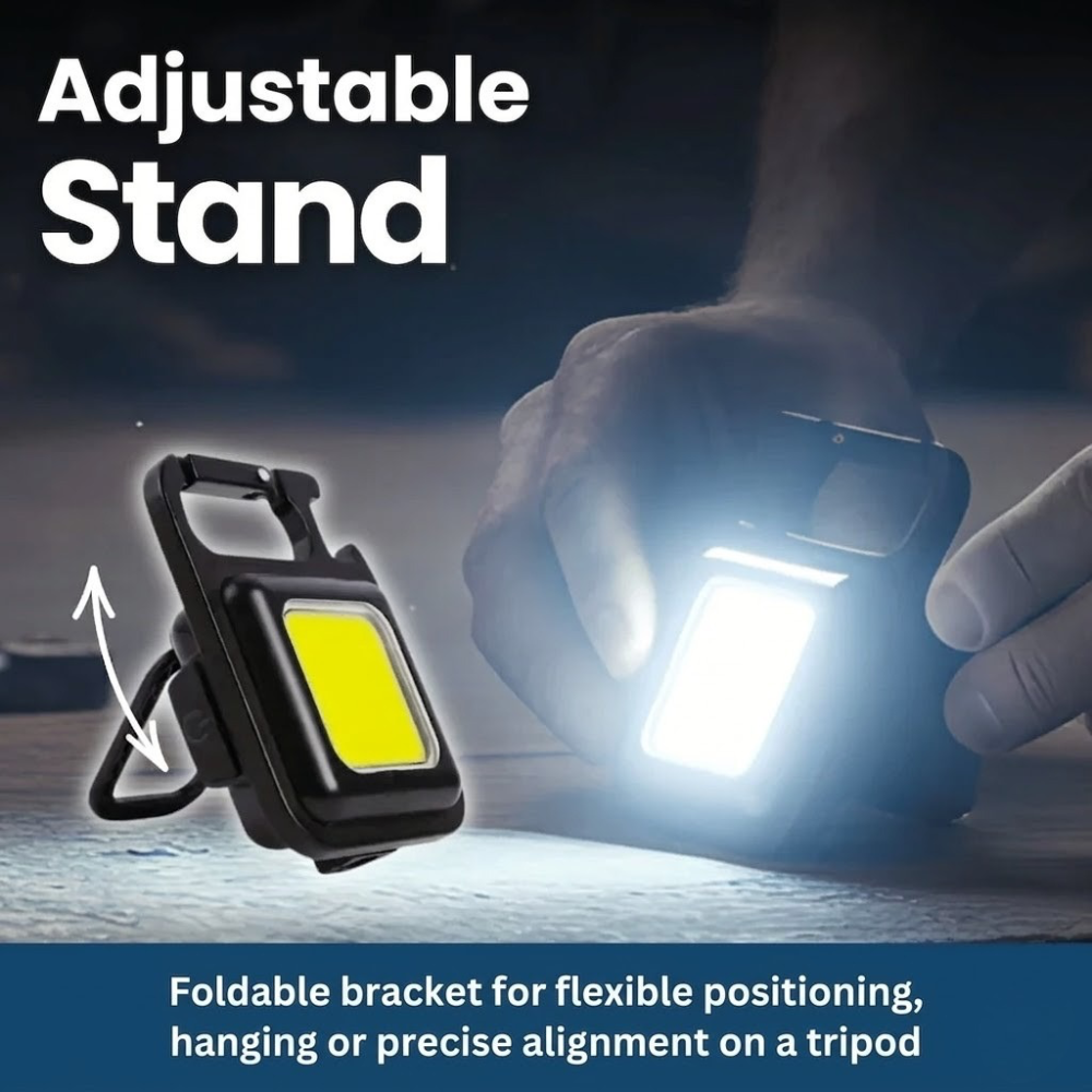 Mini COB Keychain Flashlight, Rechargeable Magnetic Work Light with 4 Modes