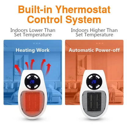 Plug In Wall Heater with Remote Control, Digital Thermostat and Overheat Protection