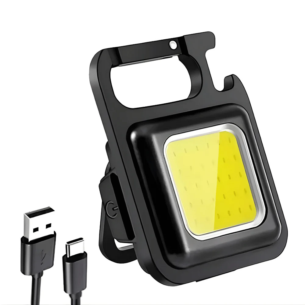 Mini COB Keychain Flashlight, Rechargeable Magnetic Work Light with 4 Modes