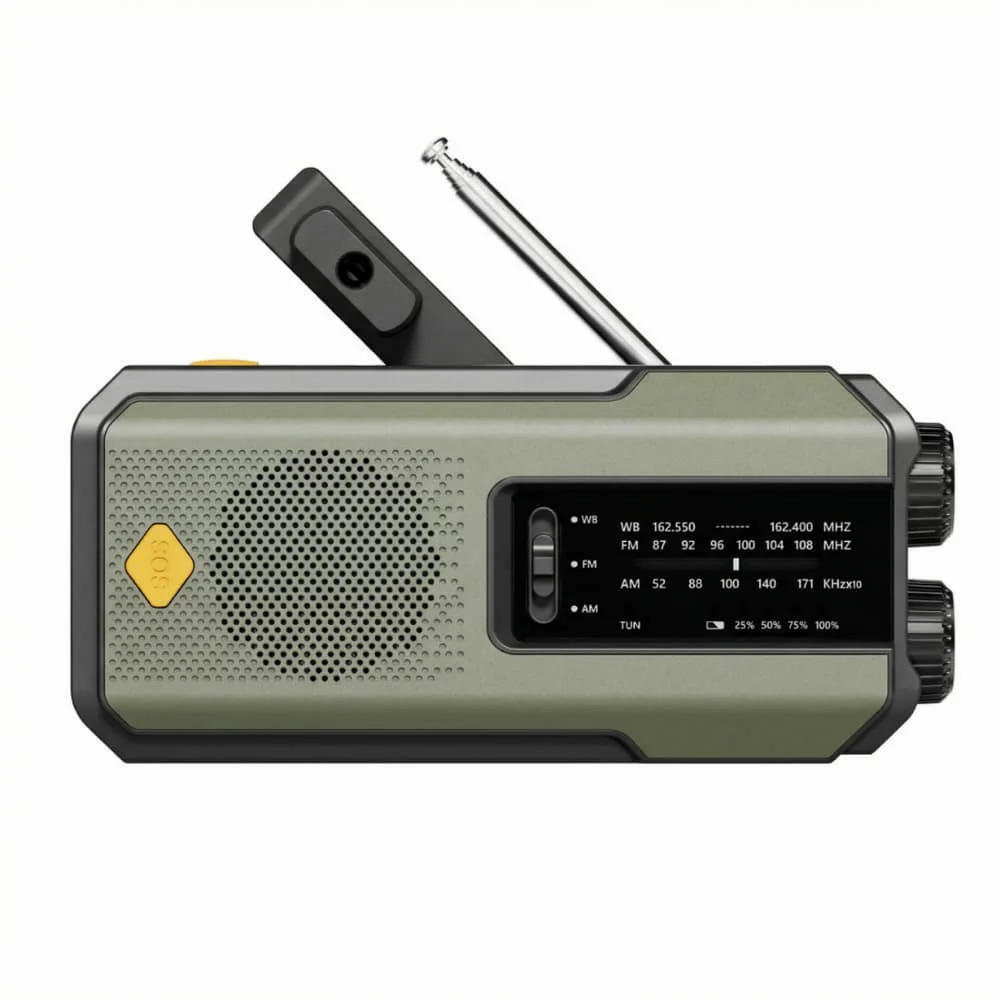 NaturVibes Emergency Radio with Solar, Hand Crank and SOS Alarm