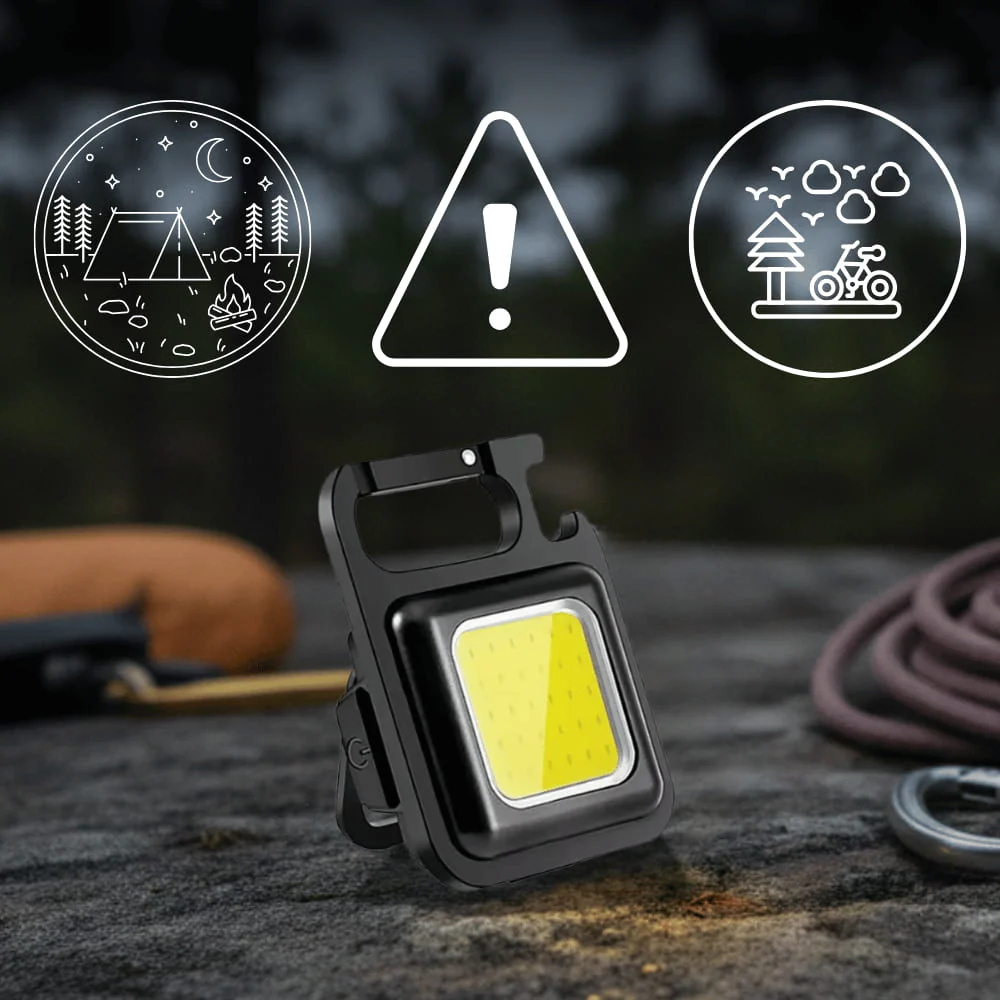 Mini COB Keychain Flashlight, Rechargeable Magnetic Work Light with 4 Modes