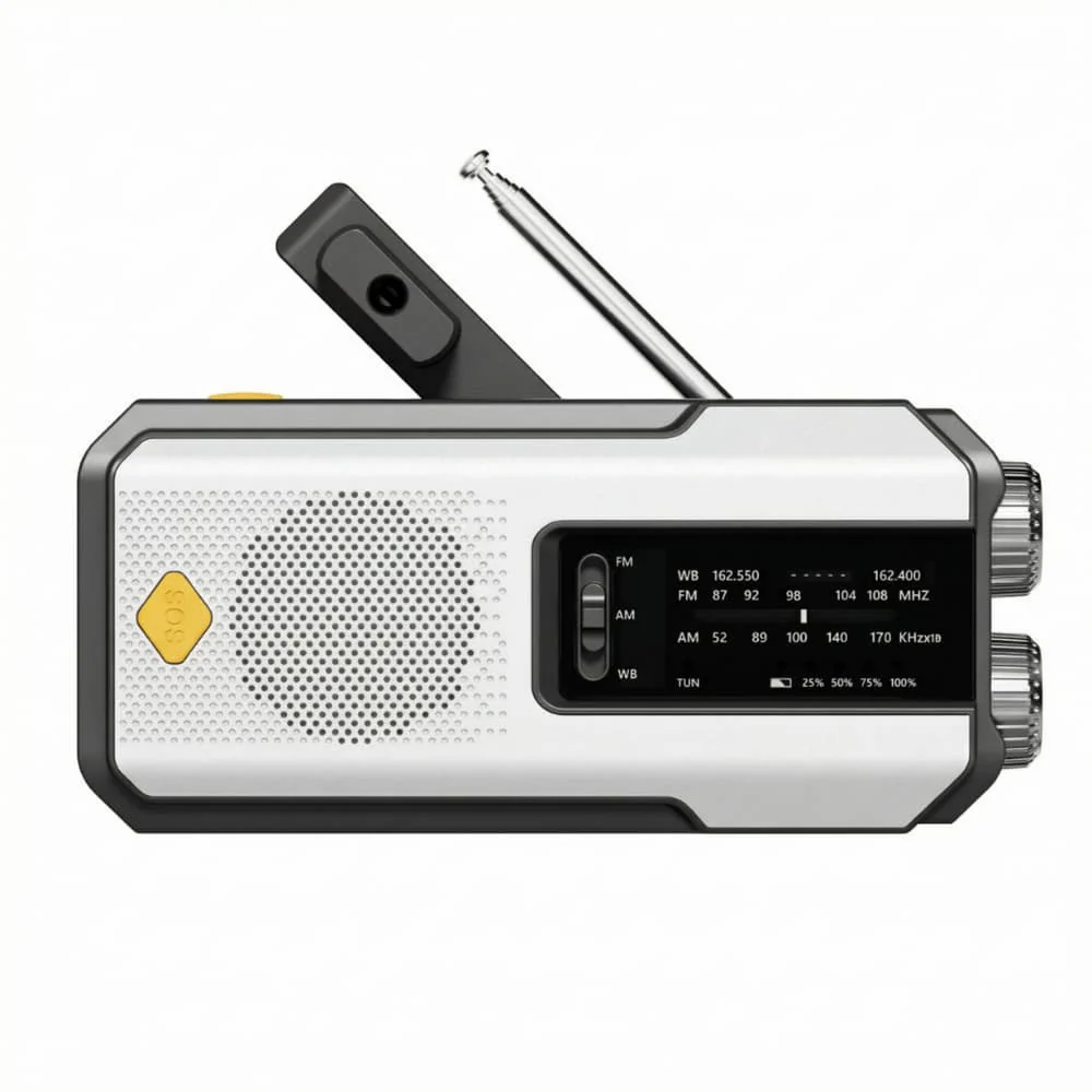 NaturVibes Emergency Radio with Solar, Hand Crank and SOS Alarm
