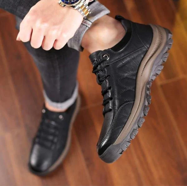 Hand-Sewn Leather Casual Shoes Orthopedic Support for Men