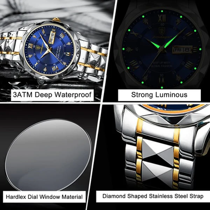 Luxury Mens Watch, Japanese Miyota Quartz, 316L Stainless Steel Case