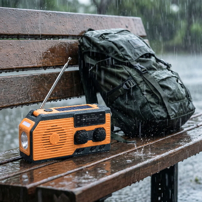NaturVibes 4-in-1 Emergency Radio with Solar, Crank and Power Bank