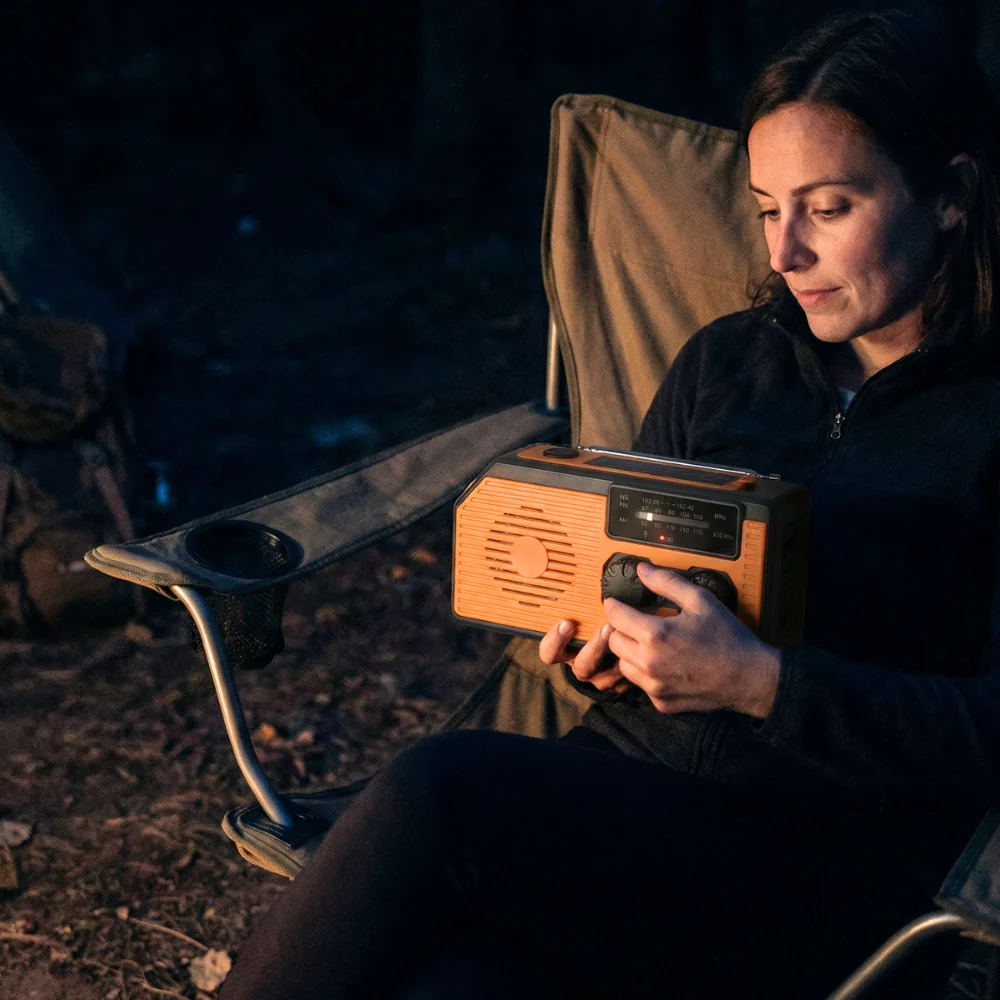 NaturVibes 4-in-1 Emergency Radio with Solar, Crank and Power Bank