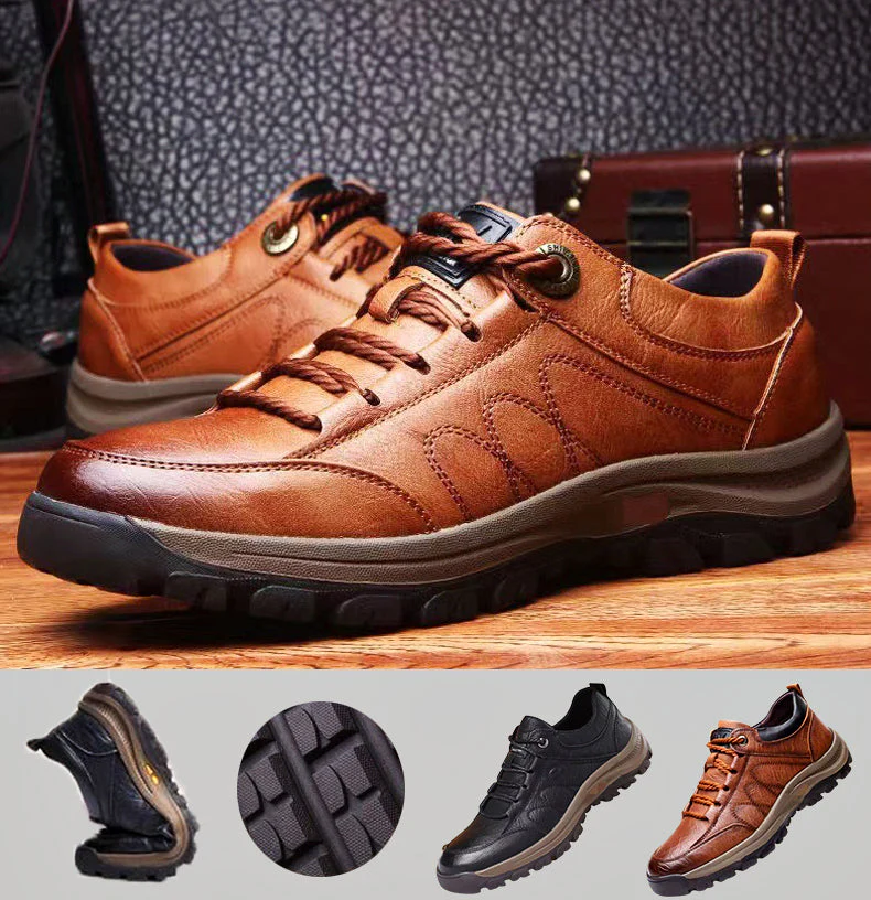 Hand-Sewn Leather Casual Shoes Orthopedic Support for Men