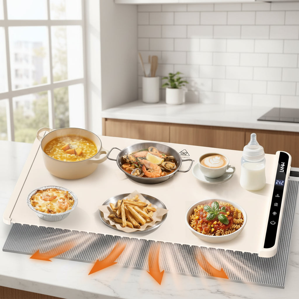 Electric Tabletop Food Warmer with Timer Control and Detachable Insulation Pad