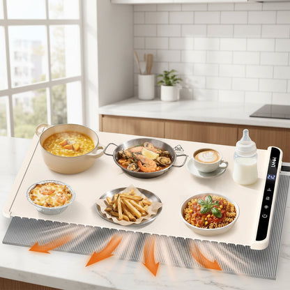 Electric Tabletop Food Warmer with Timer Control and Detachable Insulation Pad