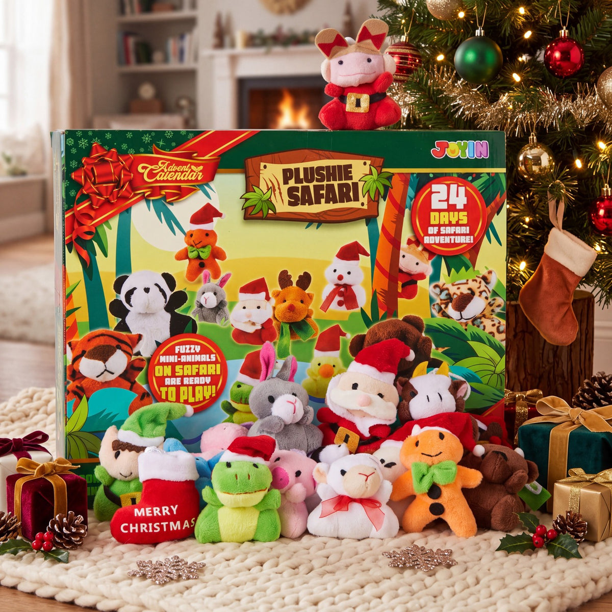 Mini Plush Animal Advent Calendar with 21 Animals and 3 Santa Helpers to Collect