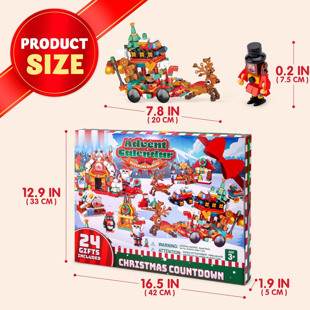 Brick Building Advent Box with Daily Mini Sets and Two Larger Models for Holiday Tables