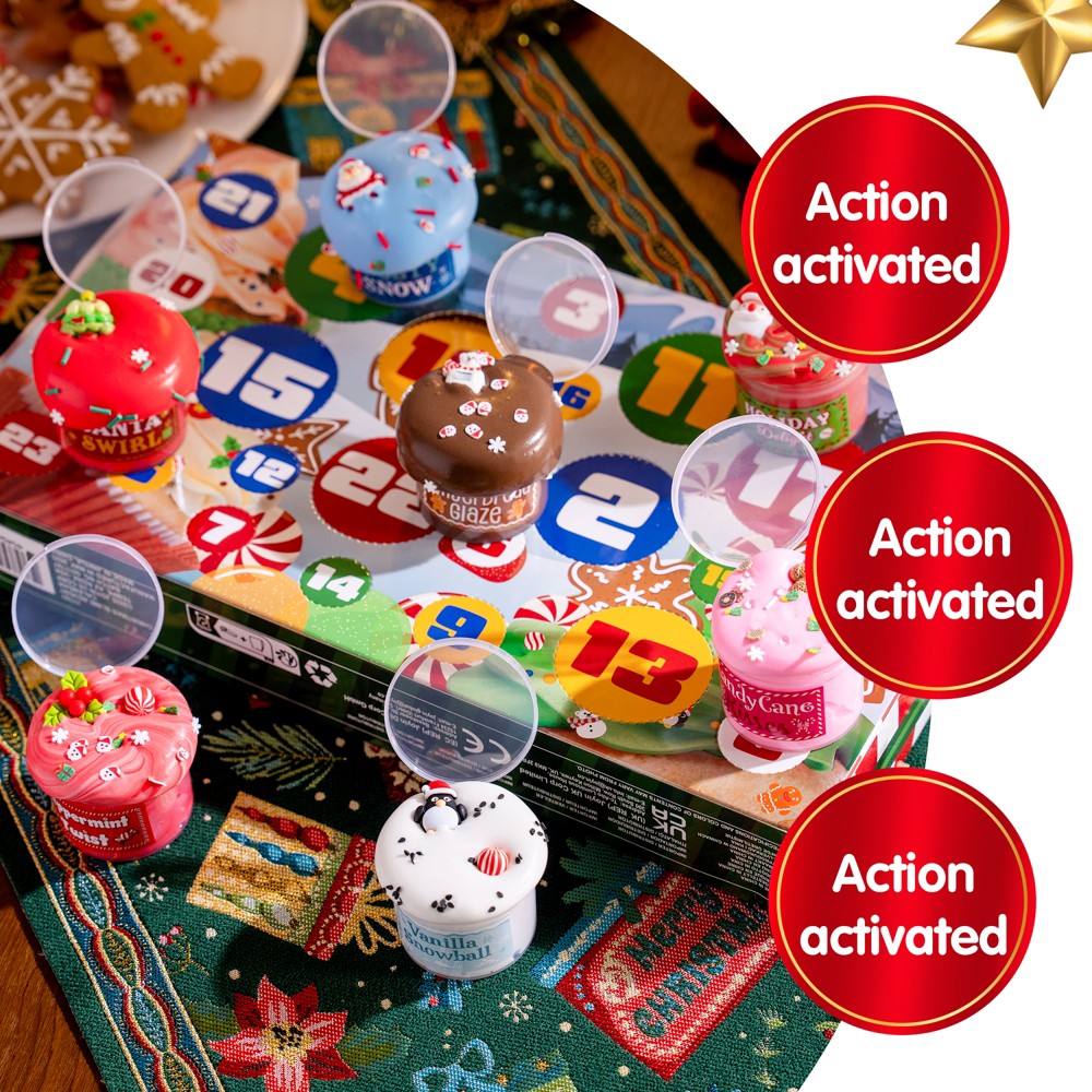 Slime Advent Box with 8 Jars and 16 Add on Packs of Charms and Sprinkles for Holiday Mixing