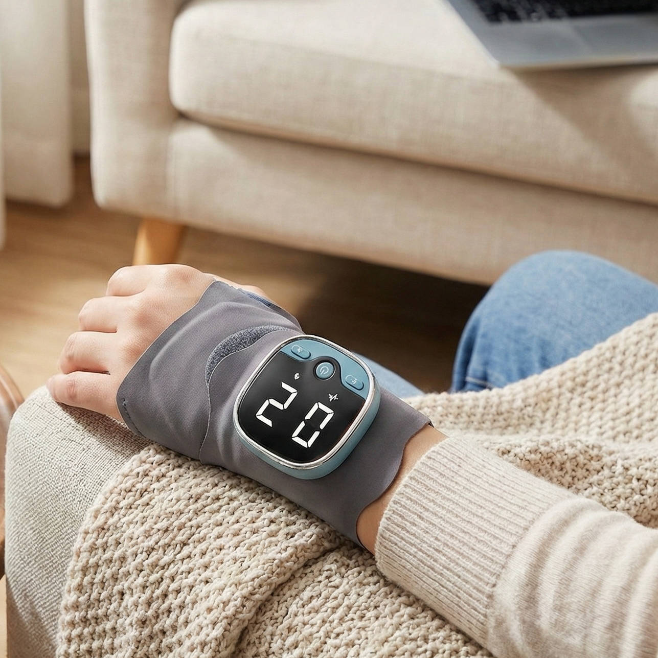 Electric Hand Massager with Heat, 5 Modes and 9 Levels Intensity