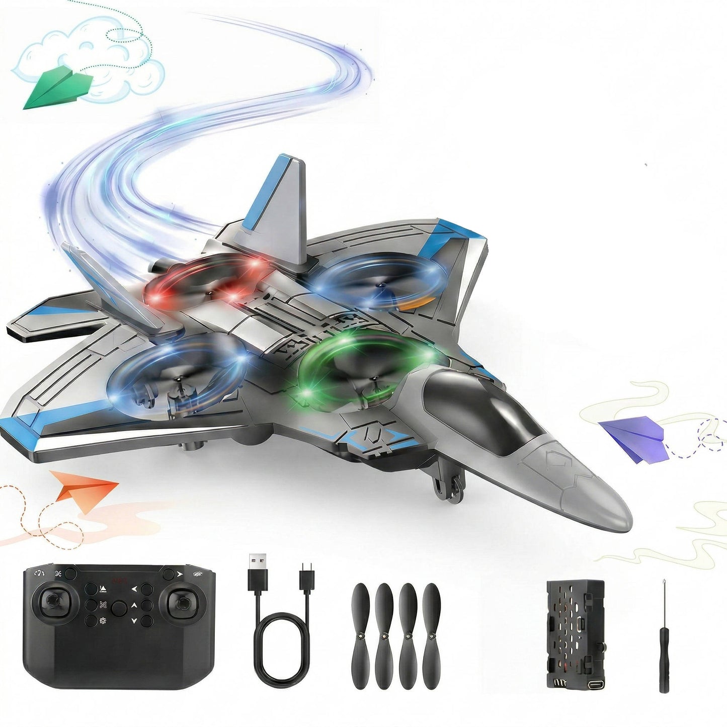 Remote Control Airplane RC Fighter Jet with 360 Degree Flip Stunts for Kids