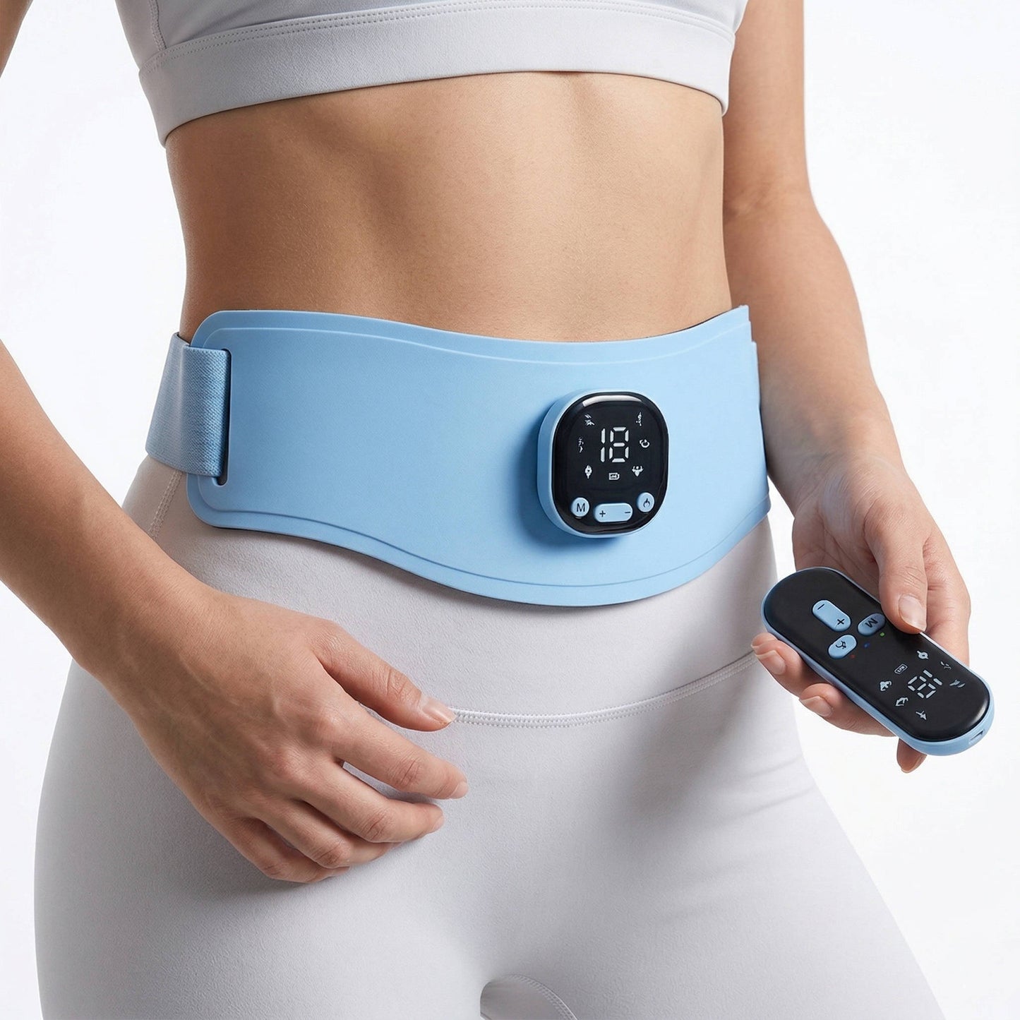 Rechargeable EMS Abdominal Belt with Heat Levels and Massage Modes