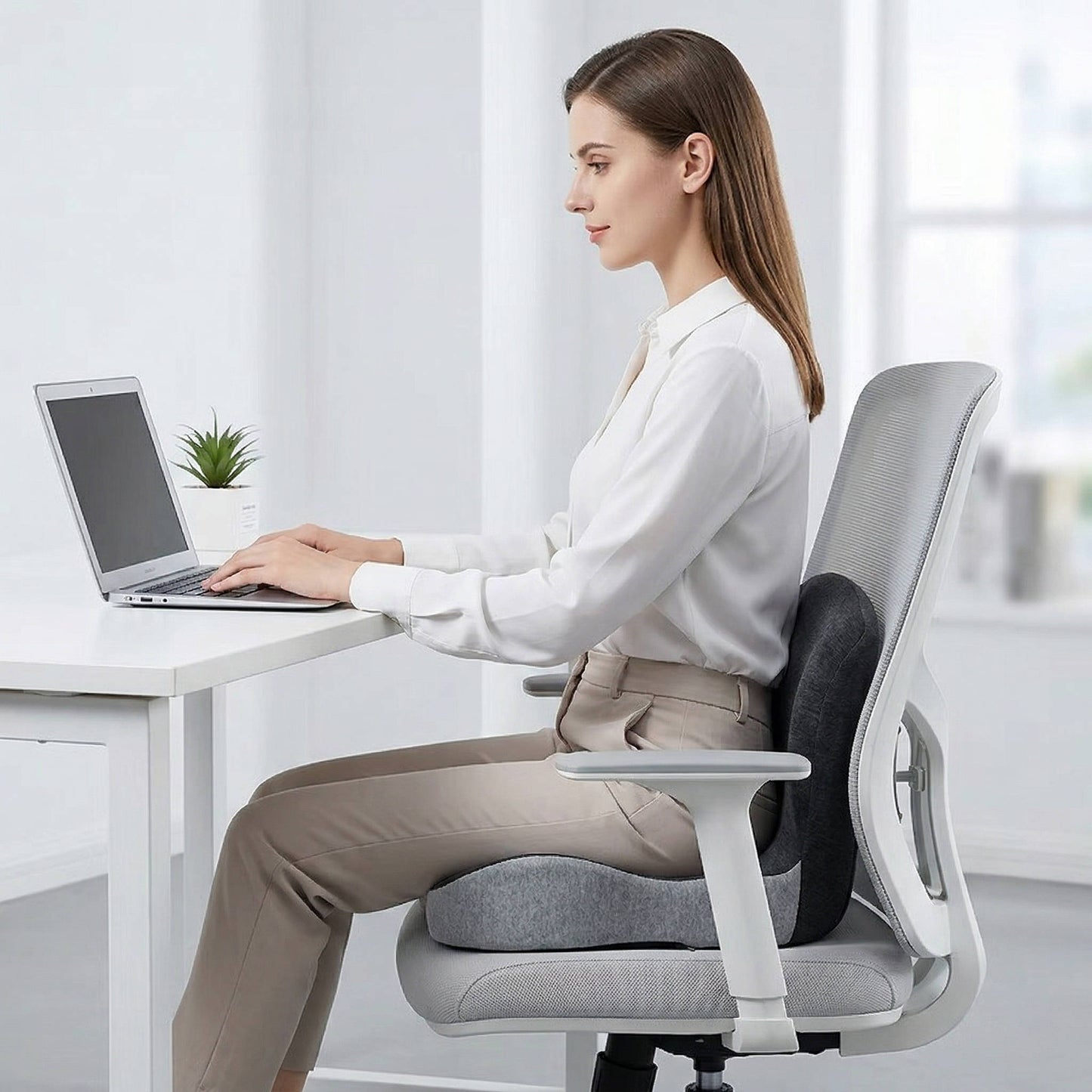 Ergonomic Memory Foam Seat Cushion Contoured Support, Car and Office Chair