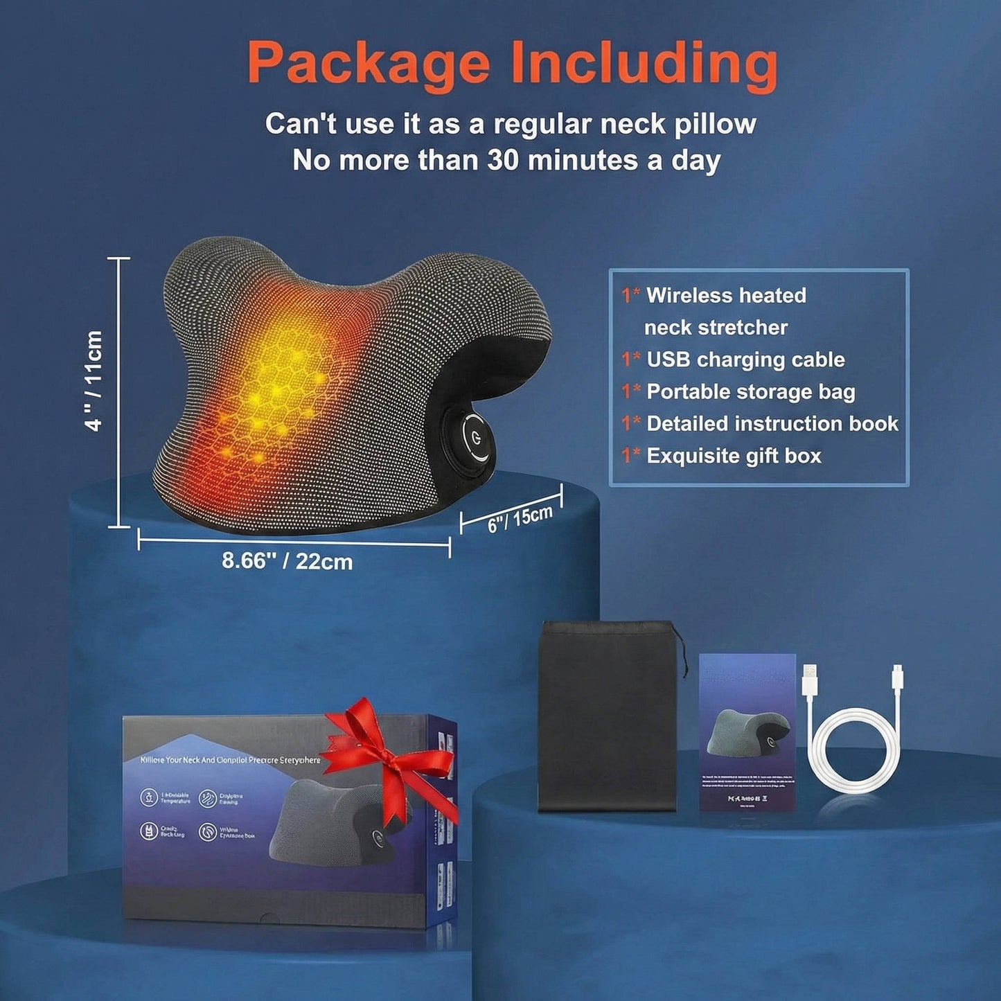 Heated Neck Support Relaxer with Adjustable Warmth and Massage Points