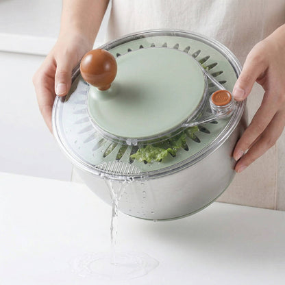 Stainless Steel Salad Spinner with Drain Spout and Non Slip Base Lid