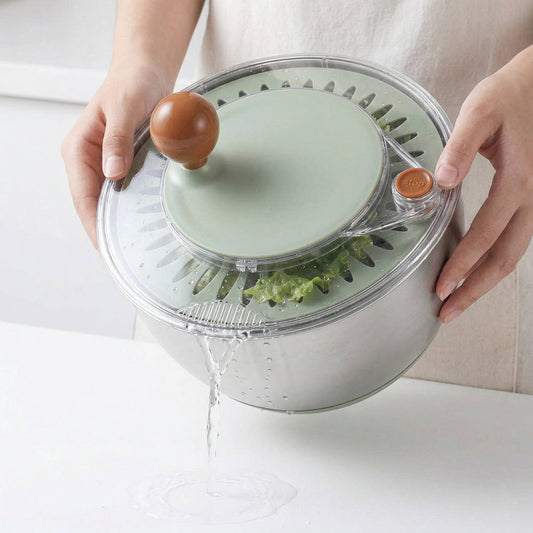 Stainless Steel Salad Spinner with Drain Spout and Non Slip Base Lid