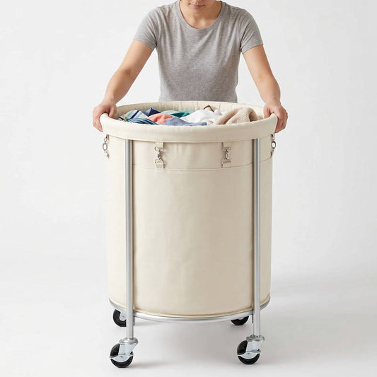 Laundry Basket with Wheels 29 Gallon, Removable Bag Tall Rolling Hamper for Easy Laundry Support