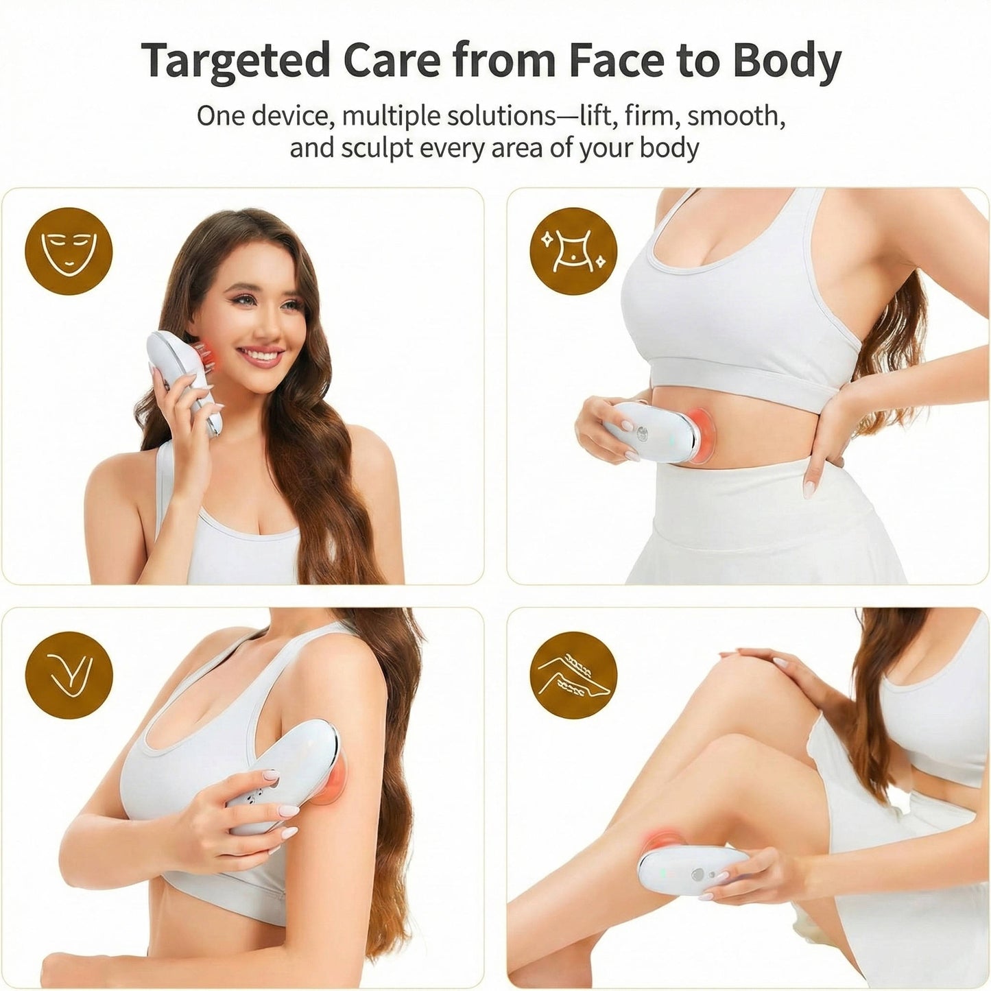 Rechargeable Body and Face Beauty Massager with LED Light and Suction
