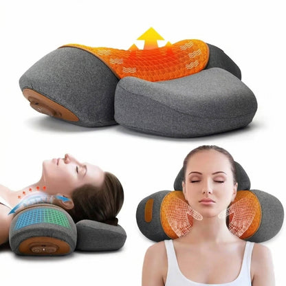 Heated Neck Massage Pillow with Adjustable Support and Vibration Modes