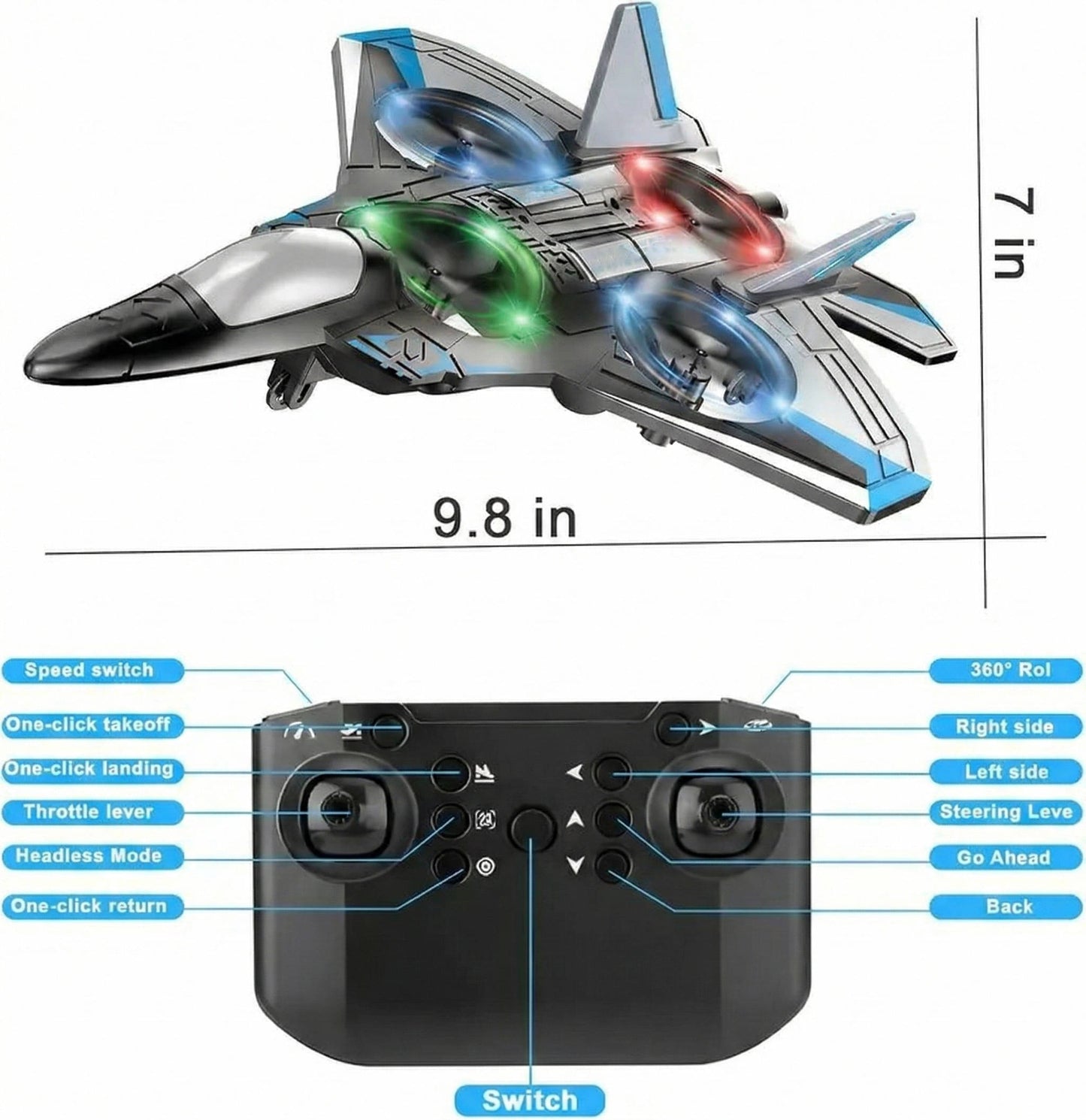 Remote Control Airplane RC Fighter Jet with 360 Degree Flip Stunts for Kids