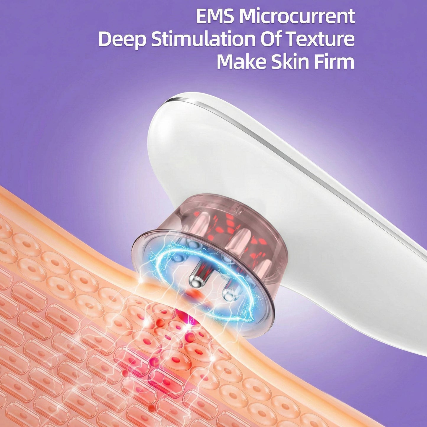 Rechargeable Body and Face Beauty Massager with LED Light and Suction