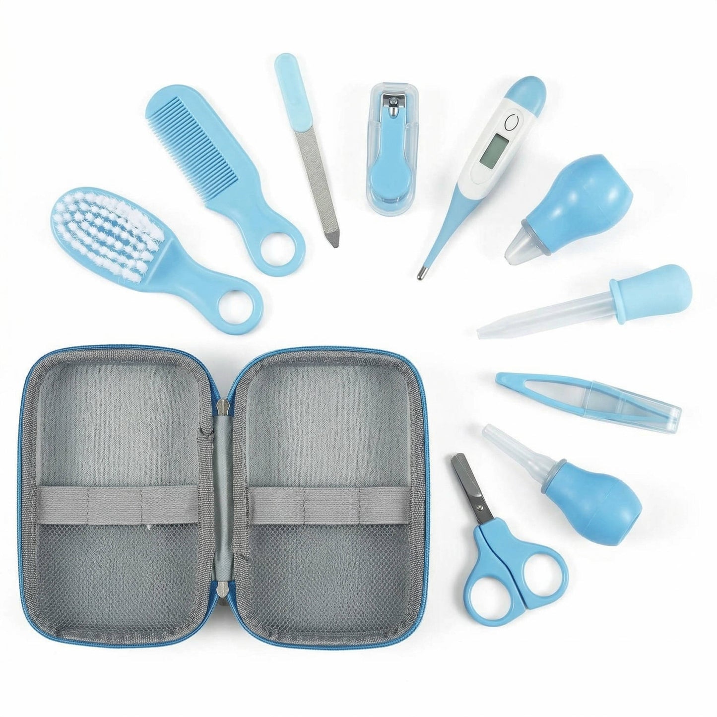 Baby Grooming Kit with Comb Brush Toothbrush Clippers and Scissors, 12 Piece