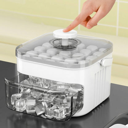 50 Cube Ice Maker Tray, Double Layer Ice Box with Easy Press Lid for Freezer Storage