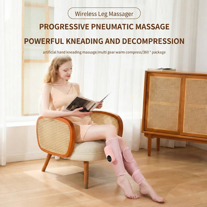 Rechargeable Cordless Air Compression Massager with Heat and Calf Wraps