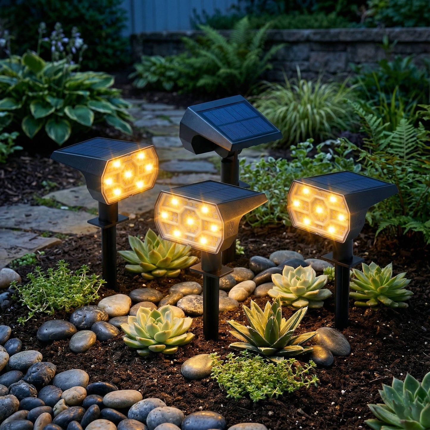 Outdoor Solar Spotlights with 56 LEDs and 3 Brightness Modes, Set of 4
