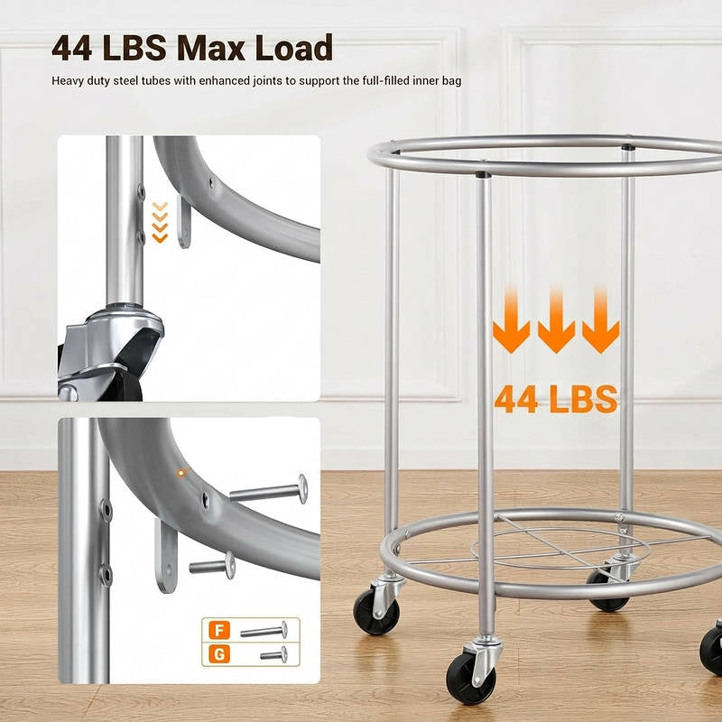 Laundry Basket with Wheels 29 Gallon, Removable Bag Tall Rolling Hamper for Easy Laundry Support