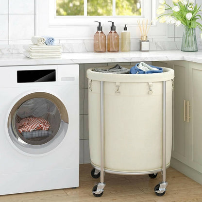 Laundry Basket with Wheels 29 Gallon, Removable Bag Tall Rolling Hamper for Easy Laundry Support