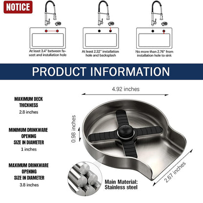 Sink Glass Rinser with Multi-Angle Spray Jets and Brushed Nickel Finish