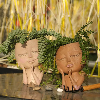Ceramic Face Planter for Succulents and Cacti