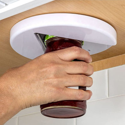 Under Cabinet Jar Opener with V-Shaped Grip and Mounting Hardware