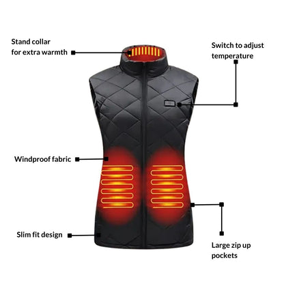 Heated Gilet with Nine Zone Coverage and Three Temperature Settings for Women