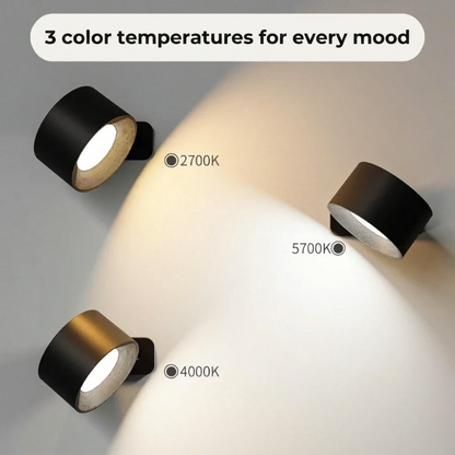 Wireless 360 Degree Wall Lamp, Dimmable LED Rechargeable Lighting