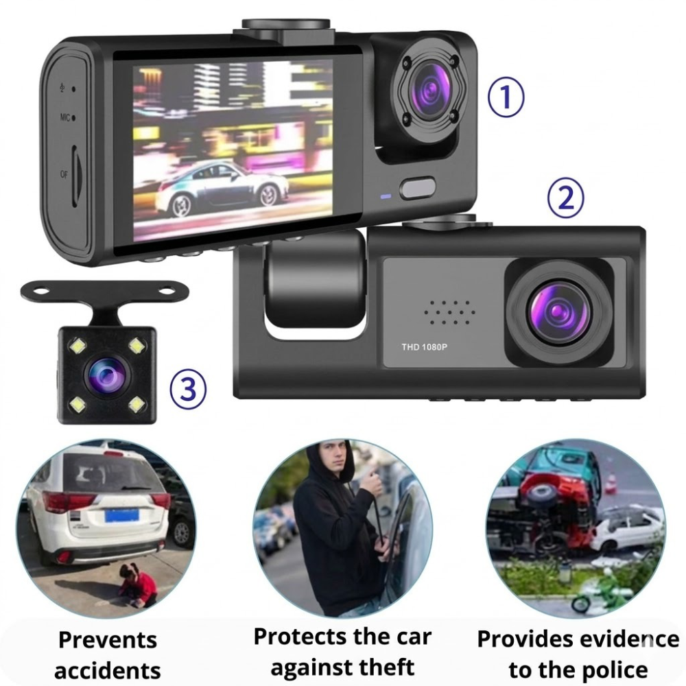 Dashcam Dual Camera for Car with Front and Interior Recording