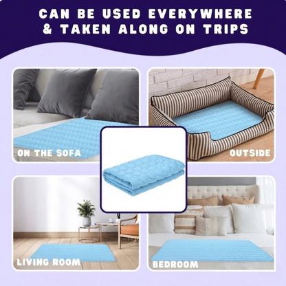 Dog Cooling Mat with Breathable Ice Silk and Washable Surface