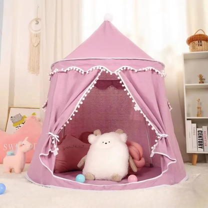 Canvas Play Teepee Tent with Cotton Fabric and Wooden Pole Frame